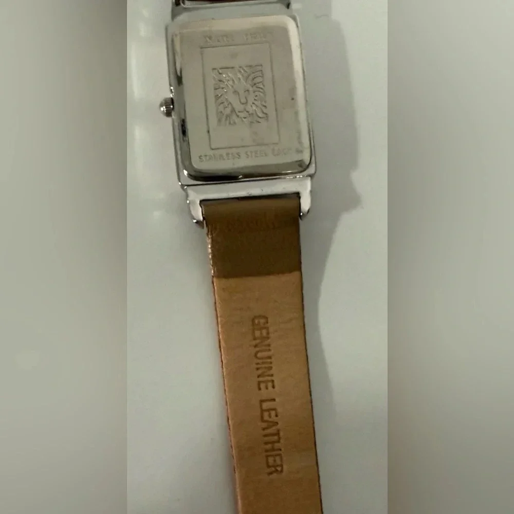 Anne Klein Ladies Rectangular 21mm x 24mm Leather Dress Watch needs new battery